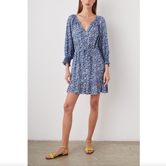 Rails NWOT Eliza Mini Dress in Ice Chrysanthemum, Medium, Blue Floral Buttons - Picture 1 of 10